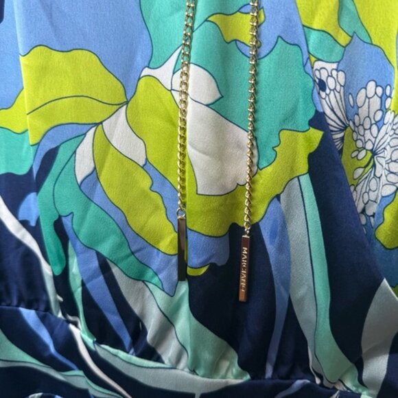 Marciano Wrap Dress Print Chain Rivets Rings Tie Belt Sexy Draped Lightweight M - Picture 9 of 16